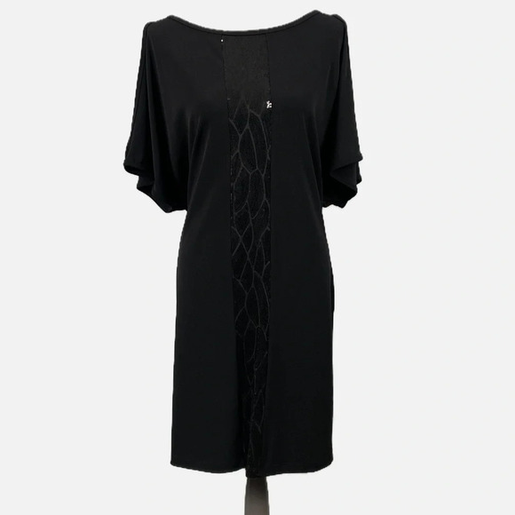 Lundstrom Midi Dress Sequins Cold Shoulder Black Keyhole Size Medium Party - Picture 1 of 9